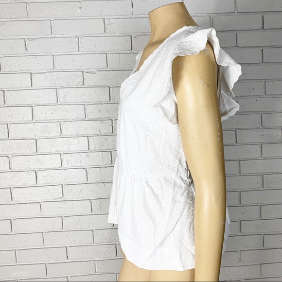 J. Crew V-Neck Peplum Top in White Swiss Dot - Picture 5 of 16